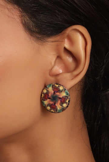 Hand painted meenakari stud earring